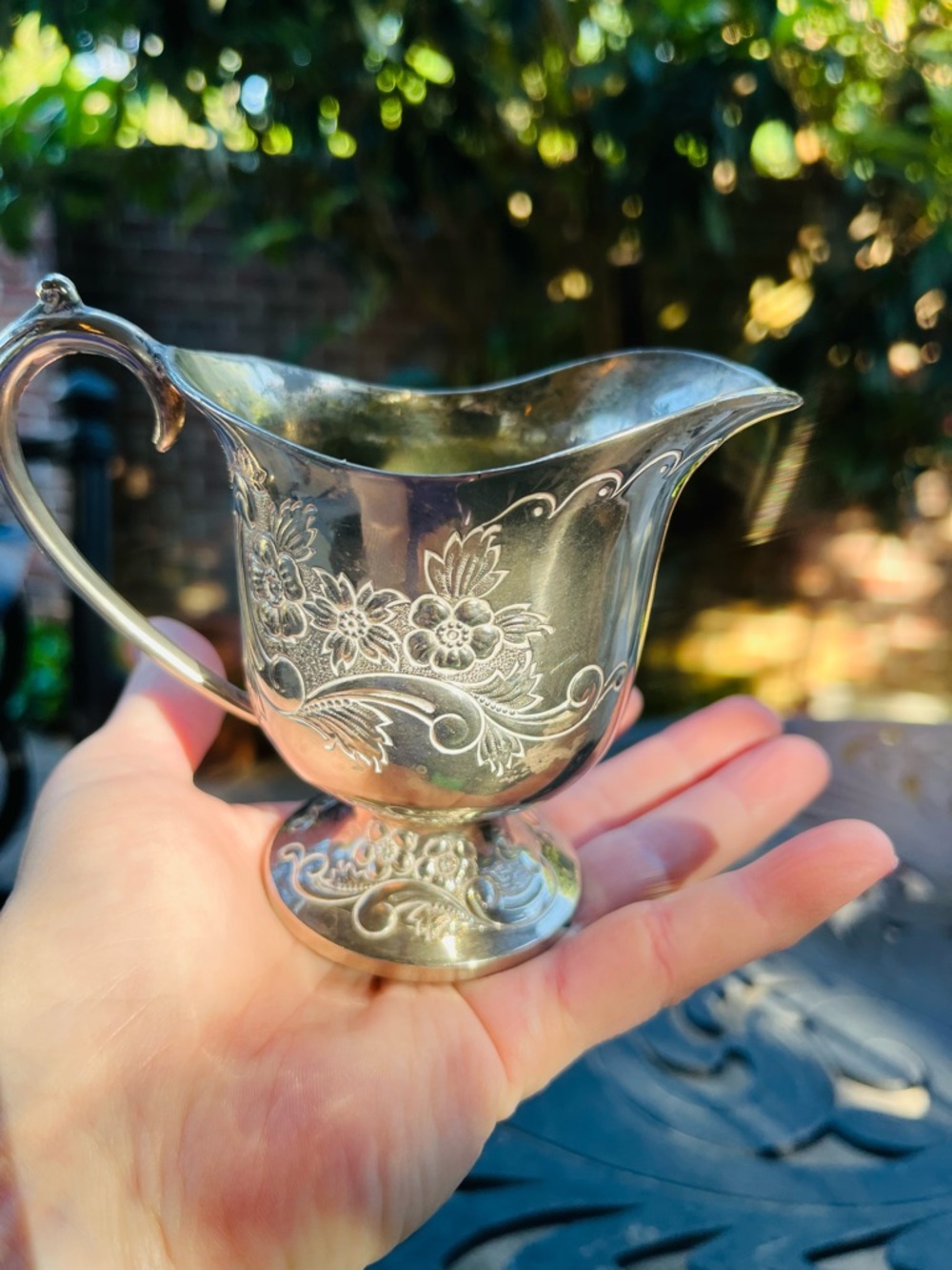 Vintage Silver Plated Creamer unmarked